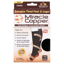 miracle copper anti fatigue copper infused compression socks small medium as seen on tv walmart com