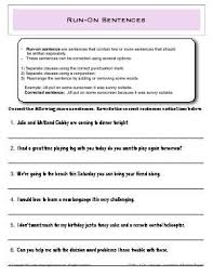 Worksheet Run On Sentences Correct Each Run On Sentence Rewrite The Correct Sentences On The Lines Run On Sentences Sentence Correction Sentences