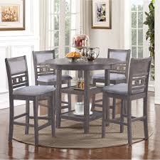 Breda antique gray and dark oak finished wood dining set, table, bench, four chairs. Gia Grey 5 Piece Counter Height Dining Table Set On Sale Overstock 27126388