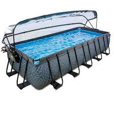 Die durchsichtige plane aus langlebigem pvc bzw. Exit Frame Swimming Pool Inkl Uberdachung Stone 540x250 Cm Mygardenhome