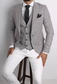 Black And White Check Blazer Mens Pin On Fashioned Suit