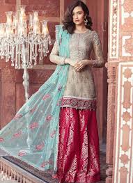Golden Beige And Pink Embroidered Pakistani Style Suit Combination Dresses Pakistani Wedding Outfits Pakistani Dress Design