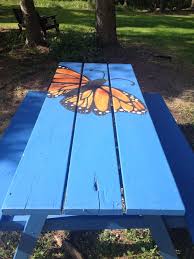 Painted Picnic Table Made By Karmen Evoy Painted Picnic Tables Picnic Table Patio