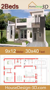 House Design 9x12 With 2 Bedrooms 30x40 Feet House Design 9x12 With 2 Bedrooms 30x40 Fe Small House Design Small House Design Plans Small House Design Exterior