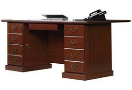 Three file drawers hold letter, legal or european size hanging files. Sauder Heritage Hill 109843 Traditional Double Pedestal Executive Office Desk Corner Furniture Double Pedestal Desks