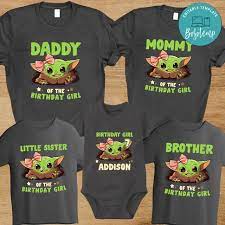 Girl Baby Yoda Birthday Family Matching Party Shirts Bobotemp