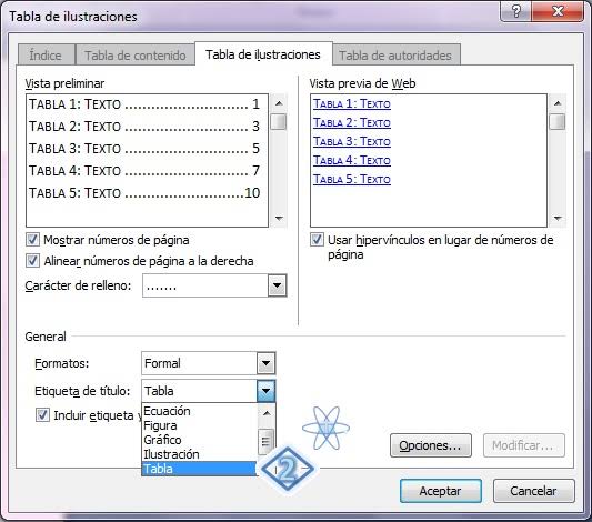 Resultado de imagen de "Tablas de índices en word""