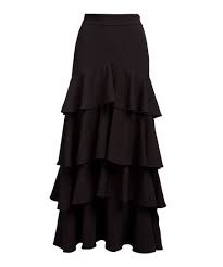 Lucy Paris Black Ruffle Liane Maxi Skirt