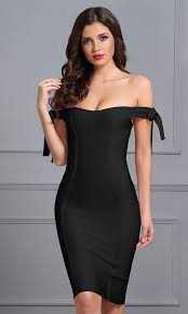 Off The Market Black Off The Shoulder Tie Strap V Neck Bodycon Bandage Midi Dress Sold Out Bandage Midi Dress Hot Dress Bandage Dress