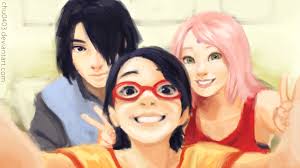 Uchiha Family Selfie – Sasuke Sakura and Sarada | Daily Anime Art