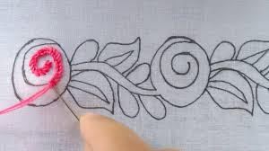 Great inverted line drawing of a carpenter bee. Hand Embroidery Super Easy Border Design For Dress Border Line Hand Embroidery Youtube