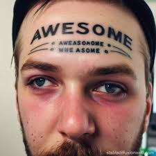 Image result for quirky pylon forehead tattoo