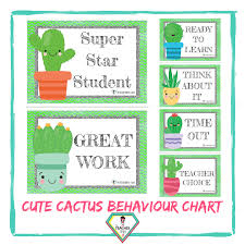 Teacher Resource Cute Cactus Behaviour Chart The Teacher