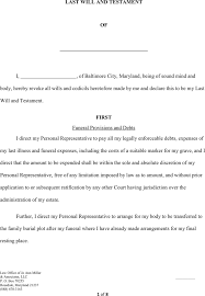 free maryland last will and testament form pdf 121kb 8 page s
