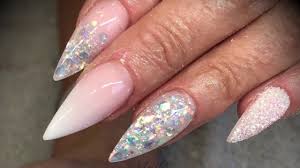 24pcs glitter fashionable detachable false nails ballerina pink wearable fake nails full cover nail tips with rhinestone design budget acrylic nails pink glitter tips. Acrylic Nails Pink White Design With Glitter Youtube