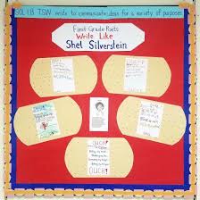 Shel Silverstein Poet Study Bulletin Board First Grade Poetry Craftivity Student Writing And Shared Writing Mo First Grade Reading Writing Poems First Grade