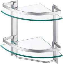 Think vertical with bathroom shelves. Amazon Brand Umi Shower Shelf Bathroom Shelves Glass Corner Shelf With Towel Rail Tempered Glass Shower Caddy Storage Organiser 2 Tier Wall Mount Aluminum A4123b Amazon Co Uk Diy Tools