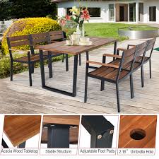 Check spelling or type a new query. Costway Hw65220 7pcs Outdoor Patio Dining Chair Table Set Acacia Wood Backyard W Umbrella Hole