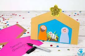 Make christmas personal with some of our favourite handmade christmas card and tag ideas. Christmas Card Nativity Craft Kids Craft Room
