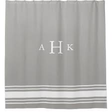 Warm Gray And White Classic Stripe Border Monogram Shower Curtain Zazzle Com Shower Curtain Monogram Elegant Shower Curtains White Shower Curtain