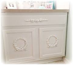 Not So Shabby Shabby Chic Adding Appliques To Bathroom Cabinets Shabby Chic Bathroom Diy Mirrored Furniture Bathroom Cabinets