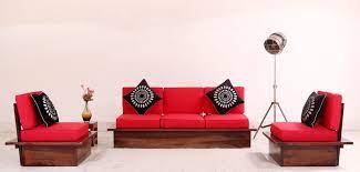 Buy Dwayne Low Floor Wooden Sofa Set Dusky Rose Walnut Finish Online In India Wooden Street Sofa Set Wooden Sofa Set Sofa Set Online