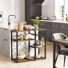 Stainless steel paint kitchen rack ukfcu olbas. Vasagle Baker S Rack Kitchen Shelf With Steel Frame Wire Basket And 6 Hooks Multifunctional Storage For Mini Oven Spices And Utensils Industrial Rustic Brown And Black Kks90x Amazon Co Uk Home Kitchen