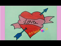 رسم قلب رمح سهم خطوه بخطوه رسم قلب بسيط وجميل لعيد الحب arrow in heart drawing for valentine s day youtube easy drawings art drawings