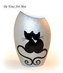 Vase Couple De Chat Noir Peint Sur Vase En Porcelaine Moderne Et Design Dessin Chat Peinture Vase En Porcelaine