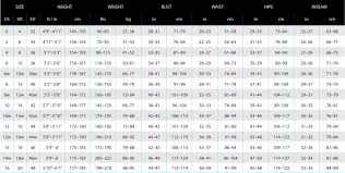 Bright International Measurement Chart International