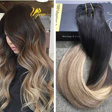 Balayage Ombre Off Black Brown Golden Blonde Remy Clip In Human Hair Extensions Best Human Hair Extensions Human Hair Extensions Beauty Hair Extensions
