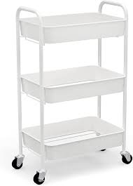 Ending aug 1 at 2:00pm pdt 5d 16h. Amazon Com Caxxa 3 Tier Rolling Metal Storage Organizer Mobile Utility Cart Kitchen Cart With Caster Wheels White Kitchen Dining