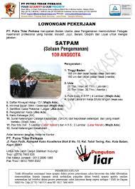Saat ini pdam giri menang kembali membuka lowongan kerja terbaru pada bulan oktober 2019. Loker Satpam Lowongan Pekerjaan Putra Tidar Perkasa Facebook