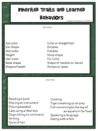 Week Twenty Seven Science Lessons Inherited Traits And Learned Behaviors Learned Behaviors Inherited Traits Science Lessons