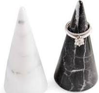 Ring Holder Cone Genuine Marble Polished| Ring Jewelry Display Stand (black  marble & white marble, 2)