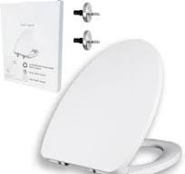 YNR Toilet Seat with Slow Close Hinges, Standard Elongated Toilet Seat with  Non-slip Seat Bumpers, Easy to Install & Clean, Heavy Duty PP Material, ...