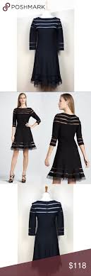 Tadashi Shoji Mesh Stripe Fit Flare Dress Fit And Flare Cocktail Dress Fit Flare Dress Flare Dress