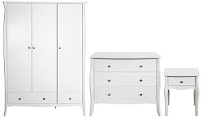 Cozycasa bedroom armoire wardrobe wooden closet clothes cabinet storage with 3 doors, shelves, hanging rod, wood wardrobe closet with lock for bedroom, finish in dark brown 3.5 out of 5 stars 19 $635.99 $ 635. Buy Amelie 3 Piece 3 Door Wardrobe Set White Bedroom Furniture Sets Argos