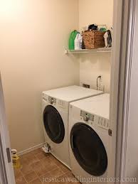 To start your laundry room makeover, remove everything from the room. Small Laundry Room Makeover Jessica Welling Interiors