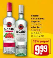 Rewe gehört dabei zu den händlern, die für sparfüchse besonders interessant sind. Bacardi Carta Blanca Superior Oder Razz 0 7l Angebot Bei Rewe City