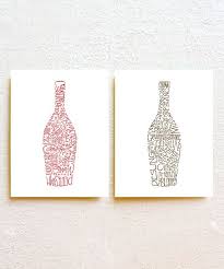 Set Of 2 Wine Bottle Kitchen Art Print Scandinavian Illustration Red And White Wall Decor Gift For Wine Lover Minimalist Art Print Avec Images Decorer Bouteilles De Vin Art De Bouteille