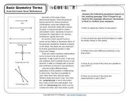 Basic Geometry Terms 4th Grade Reading Comprehension Worksheet Reading Comprehension Worksheets Basic Geometry Reading Comprehension