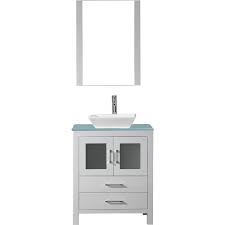 Vanities contribute to the functionality of a space and serve as a visual anchor in the design. Dior 28 Single Bathroom Vanity In White With Aqua Tempered Glass Top And Square Sink With