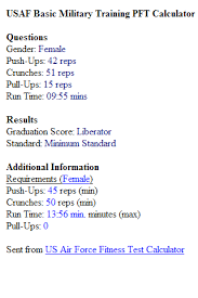 Usaf Pft Bmt Calculator