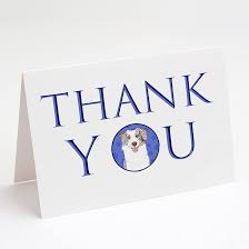 Carolines Treasures CK8926GCA7P Australian Shepherd Red Merle Tricolor 1  Thank You Greeting Cards and Envelopes Pack of 8 Blank Cards with Envelopes  ...