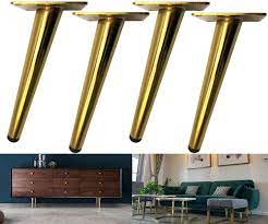 Hair pin legsbuilt from 5/16metal round which we then mig weld to a 1 wide flat stock l mounting bracket which then attaches to your table top with screws. Bikani Golden Sofa Legs Round Solid Metal Furniture Legs Sofa Replacement Legs Perfect For Mid Century Modern Great Ikea Hack For Sofa Couch Bed Coffee Table Golden Color 6 Inches Set Of 4 Buy Online