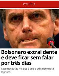 Feliz o dente que se libertou deste corpo. Aleluia!! Bolsonaro imbecil.  Boca podre!!