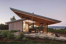 + + this garden, located in wine country, is built around a modern interpretation of a spanish style home. A Timber Clad Tasting Room In Oregon Wine Country Portland Monthly