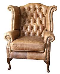 Our entire selection of tan leather chesterfields are lovingly hand crafted in england down to every last stitch and stud. Handmade Chesterfield Queen Anne High Back Wing Chair In Vintage Tan Leather