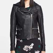 A L C Hooded Black Leather Biker Jacket 12 Nwt Black Leather Biker Jacket Leather Outfit Fashion